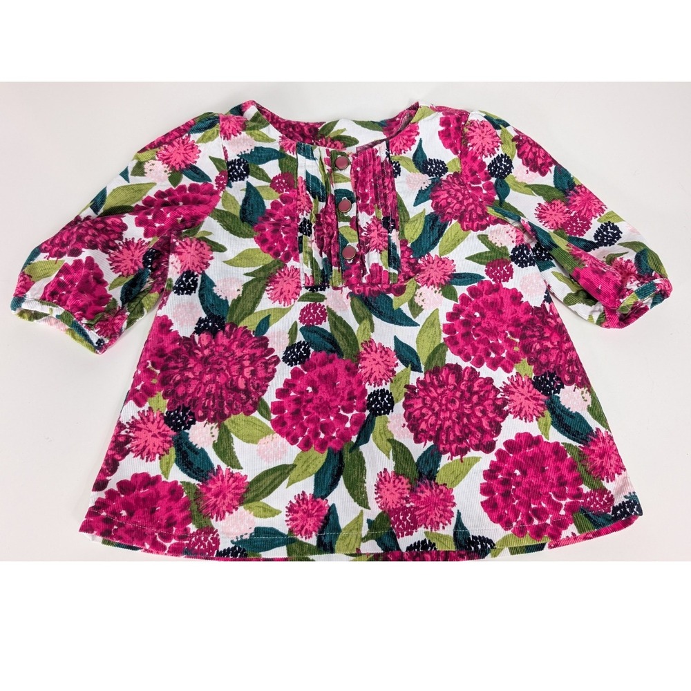 Gymboree Tunic Top Toddler 2T Pink Floral Corduroy Pintuck Long Sleeve Fall 2016